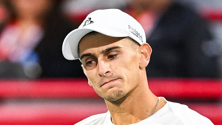 Matteo Arnaldi reacts after missing a point