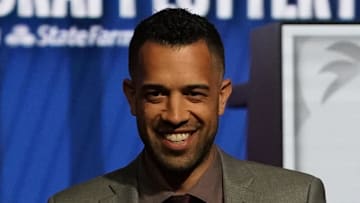 Atlanta Hawks general manager Landry Fields poses for photos at the 2024 NBA Draft Lottery.