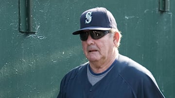 Seattle Mariners bench coach Lee Elia (55) before the game against the Oakland Athletics at McAfee Coliseum in Oakland on July 8, 2008.
