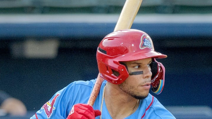 Peoria Chiefs' Joshua Baez bats against the Michigan Whitecaps on Wednesday, May 15, 2024 at Dozer Park in Peoria.