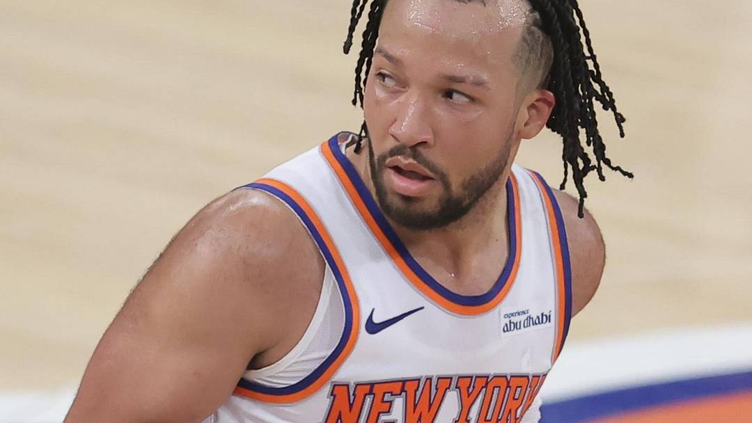 New York Knicks guard Jalen Brunson (11) reacts during the fourth quarter of game one of the eastern conference finals during the 2026 NBA playoffs against the Cleveland Cavaliers at Madison Square Garden.