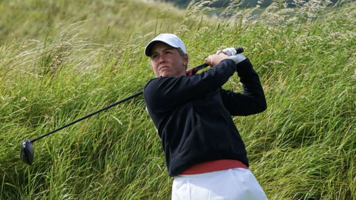 Sara Byrne driving her opening tee.