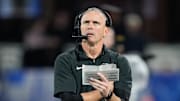 Dec 2, 2023; Charlotte, NC, USA; Florida State Seminoles head coach Mike Norvell walks the sidelines during the third quarter against the Louisville Cardinals at Bank of America Stadium. Mandatory Credit: Jim Dedmon-Imagn Images