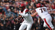 San Diego State Aztecs quarterback Jayden Denegal (4).