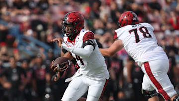 San Diego State Aztecs quarterback Jayden Denegal (4).