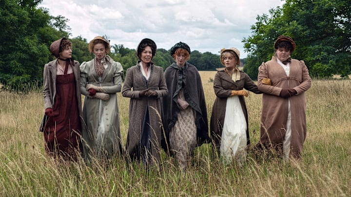 (L-R) Emma Corrin, Freya Mavor, Oliva Colman, Hopey Parish, Hollie Avery in Pride and Prejudice Credit: Ludovic Robert/Netflix