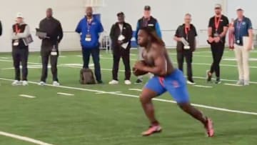 Ashton Jeanty did select drills at the Boise State pro day.