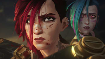 Arcane Season 2 (L to R) Hailee Steinfeld as Vi and Ella Purnell as Jinx in Arcane Season 2.