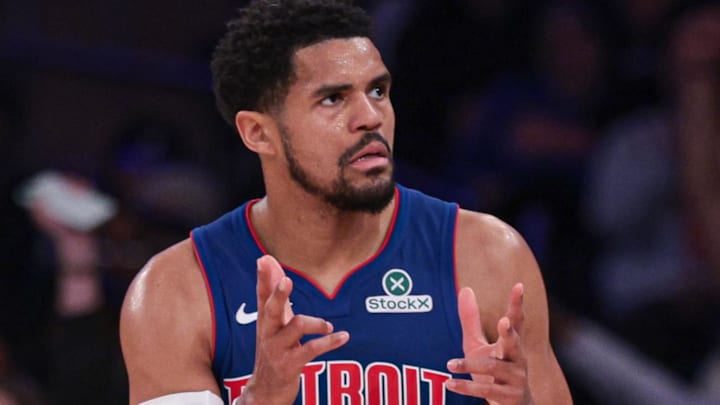 Feb 19, 2026; New York, New York, USA; Detroit Pistons forward Tobias Harris (12): Vincent Carchietta-Imagn Images