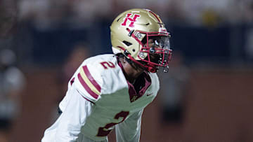 Hartfield's Bralan Womack (2) and the Hawks take on MRA in Madison, Miss., Friday, Oct. 11, 2024.
