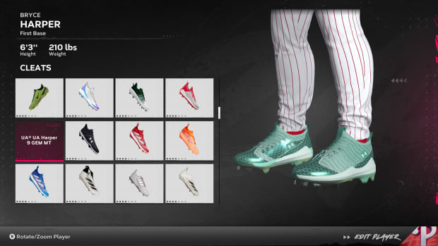 Bryce Harper's green Under Armour cleats.