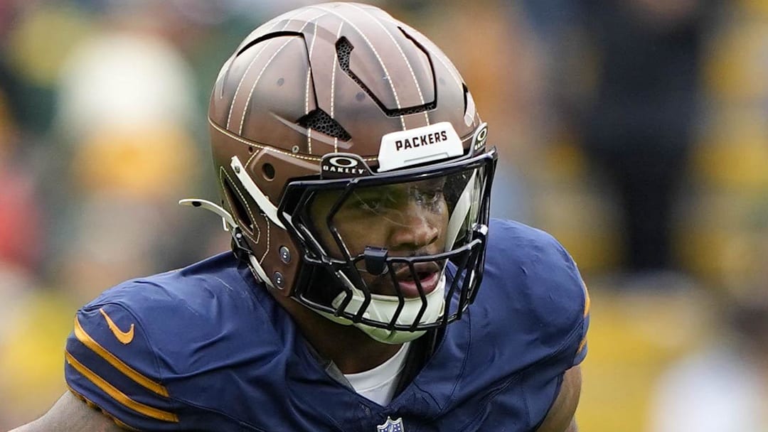 Nov 2, 2025; Green Bay, Wisconsin, USA;  Green Bay Packers defensive end Micah Parsons (1) during the game against the Carolina Panthers at Lambeau Field. 