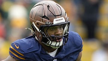 Nov 2, 2025; Green Bay, Wisconsin, USA;  Green Bay Packers defensive end Micah Parsons (1) during the game against the Carolina Panthers at Lambeau Field. 