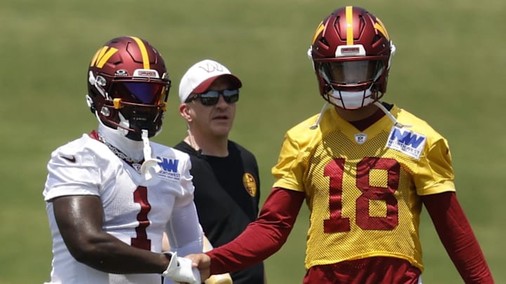 Deebo Samuel Sr. and Marcus Mariota