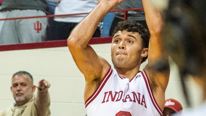 Indiana's Anthony Leal shoots during the Indiana versus Sam Houston men's basketball game earlier this year. Indiana's Anthony Leal shoots during the Indiana versus Sam Houston men's basketball game earlier this year.