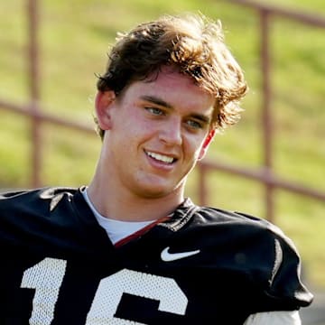 Texas quarterback Arch Manning at spring practice.