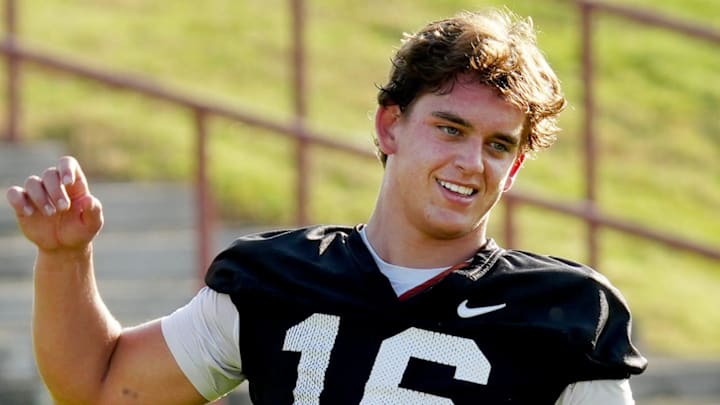 Texas Longhorns quarterback, Arch Manning during his first practice of the spring season on Tuesday, March 25, 2025.