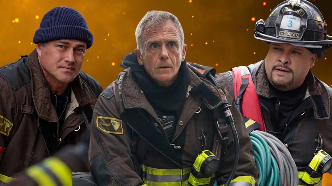 Taylor Kinney as Severide, David Eigenberg as Christopher Herrmann, and Joe Minoso as Cruz. 