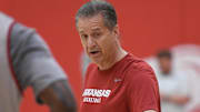 Razorbacks coach John Calipari at practice at the Eddie Sutton Practice Center in Fayetteville, Ark.