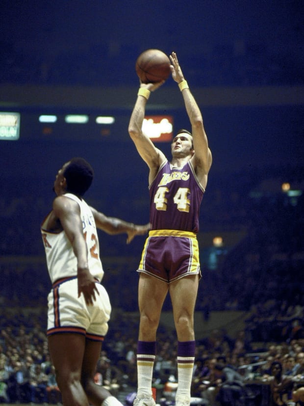 Jerry West played 14 seasons for the Los Angeles Lakers in the 1960s and early ’70s.