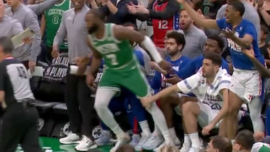 Niang seemed to grab Brown's leg as he tried to get back on defense. | Screenshot via @espn on X