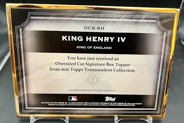 2021 Topps Transcendent 1/1 Cut Autograph King Henry IV England Auto Signature