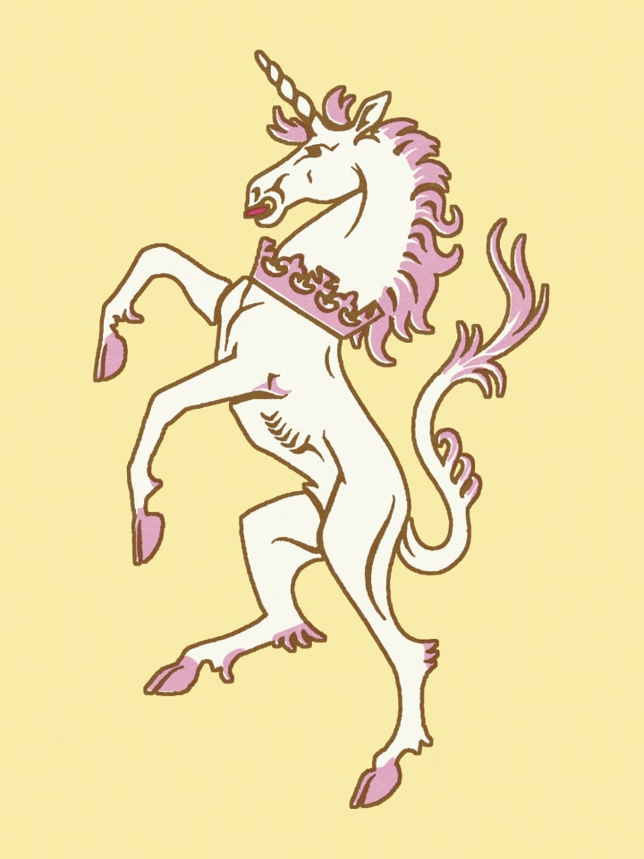 drawing on a unicorn on a yellow background