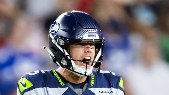 Seattle Seahawks place kicker Jason Myers celebrates