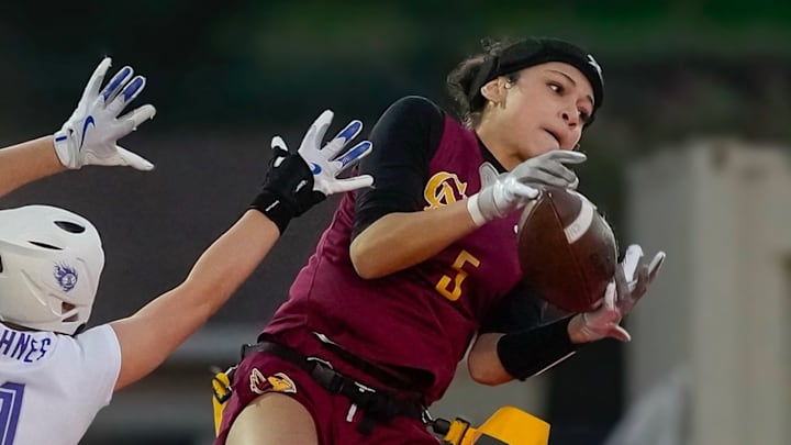 Cardinal Newman junior wide receiver Naiomi Hayeems was called the best receiver Acalanes coach Mike Ivankovich has ever seen in flag football after the Cardinals 34-6 North Coast Section Division 2 win over Acalanes Thursday (Nov. 6) at Clayton Valley Charter High School.