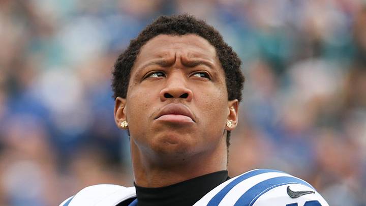 Indianapolis Colts cornerback Jaylon Jones stands on the field