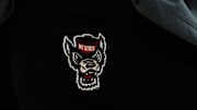 Jan 30, 2024; Raleigh, North Carolina, USA; North Carolina State Wolfpack logo during the first half against Miami (Fl) Hurricanes at PNC Arena. Mandatory Credit: Jaylynn Nash-Imagn Images