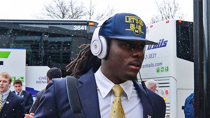 Nov 24, 2012; Columbus, OH, USA; Michigan Wolverines quarterback Denard Robinson (16) enters the stadium prior to the game against the Ohio State Buckeyes at Ohio Stadium. Mandatory Credit: Andrew Weber-USA TODAY Sports