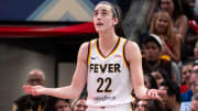 Indiana Fever guard Caitlin Clark (22) reacts after a foul Wednesday, June 19, 2024, during the game at Gainbridge Fieldhouse in Indianapolis. The Indiana Fever defeated the Washington Mystics, 88 - 81.