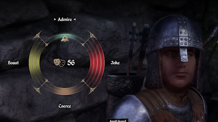 Playing the persuasion minigame with a guard.