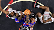 Florida guard Will Richard goes to the hoop against Houston in the national championship game on Monday in San Antonio.