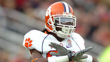 Clemson's Chris Chancellor (38) reacts after the Tigers stopped Boston College during the 1st quarter Saturday, Nov. 1st, 2008 at Alumni Stadium in Chestnut Hill, Mass.

Clemson Boston College Football