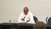 Nov 15, 2025; Philadelphia, Pennsylvania, USA; Syracuse Orange head coach Adrian Autry speaks to the media after Syracuse defeated Drexel. 
