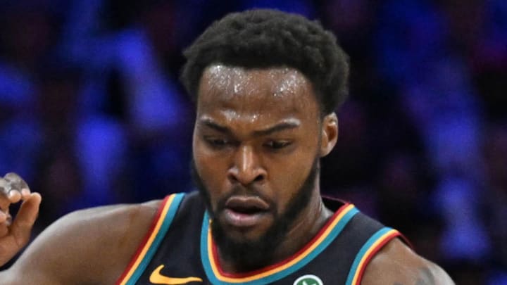 Apr 4, 2026; Philadelphia, Pennsylvania, USA; Philadelphia 76ers guard Tyrese Maxey (0) is fouled by Detroit Pistons forward Paul Reed (7) during the first half at Xfinity Mobile Arena. Mandatory Credit: Eric Hartline-Imagn Images