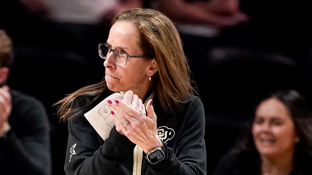 Colorado coach J.R. Payne works with her team during the first half against Illinois in the first round of the NCAA college basketball tournament at Memorial Gym in Nashville, Tenn., Saturday, March 21, 2026.