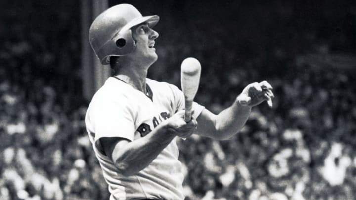 July 1976; Cleveland, OH, USA; FILE PHOTO; Boston Red Sox left fielder Carl Yastrzemski in action during the 1976 season at Cleveland Stadium. Mandatory Credit: Malcolm Emmons-USA TODAY Sports