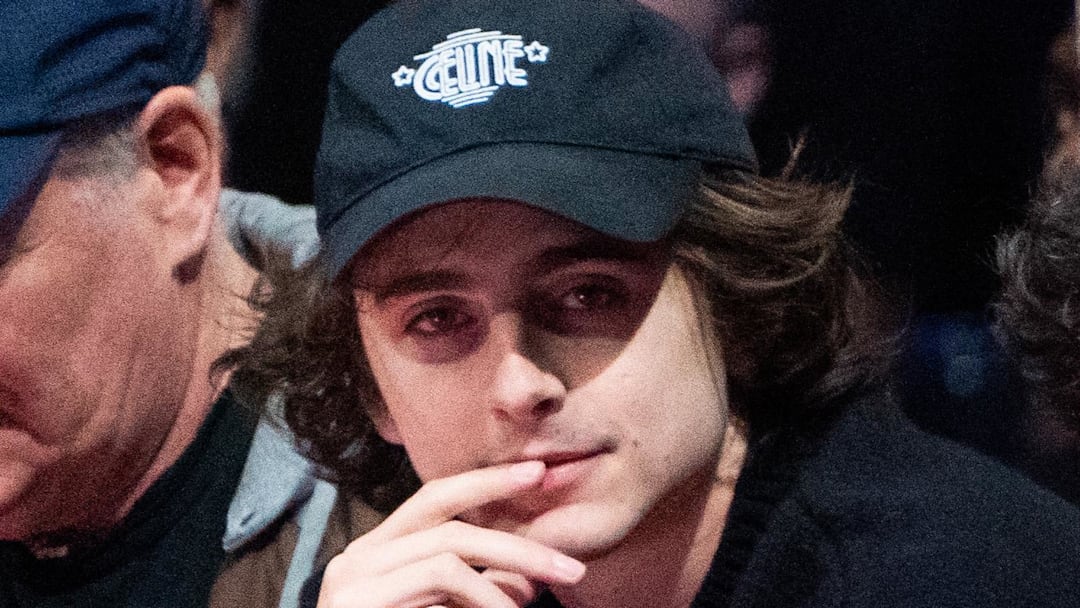 December 9, 2023; Las Vegas, Nevada, USA; American-French actor Timothee Chalamet during the third quarter of the in-season tournament championship between the Los Angeles Lakers and the Indiana Pacers at T-Mobile Arena. Mandatory Credit: Kyle Terada-Imagn Images