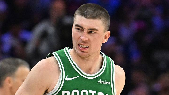 Apr 26, 2026; Philadelphia, Pennsylvania, USA; Boston Celtics guard Payton Pritchard (11) reacts after making a three point basket against the Philadelphia 76ers during the second half at Xfinity Mobile Arena. Mandatory Credit: Eric Hartline-Imagn Images