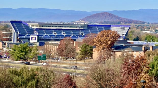 College Football Tour visits Bridgeforth Stadium in Harrisonburg, Virginia. 