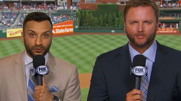 Adam Amin and AJ Pierzynski, along with Adam Wainwright, will work the Mets-Phillies NLDS series for Fox Sports. Adam Amin and AJ Pierzynski, along with Adam Wainwright, will work the Mets-Phillies NLDS series for Fox Sports.