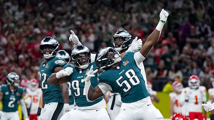 Philadelphia's defense had plenty to celebrate during it's rout of Kansas City on Sunday night in Super Bowl LIX. Philadelphia's defense had plenty to celebrate during it's rout of Kansas City on Sunday night in Super Bowl LIX.