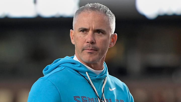Nov 1, 2025; Tallahassee, Florida, USA; Florida State Seminoles head coach Mike Norvell looks on before the game against the Wake Forest Demon Deacons at Doak S. Campbell Stadium. Mandatory Credit: Melina Myers-Imagn Images Nov 1, 2025; Tallahassee, Florida, USA; Florida State Seminoles head coach Mike Norvell looks on before the game against the Wake Forest Demon Deacons at Doak S. Campbell Stadium. Mandatory Credit: Melina Myers-Imagn Images