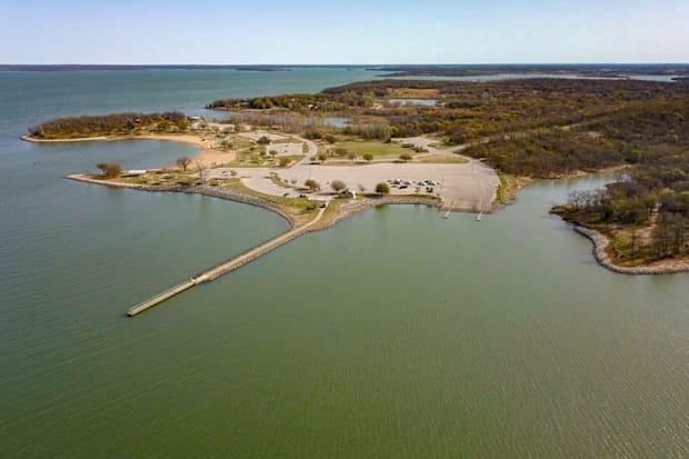 Aerial view of Ray Roberts Lake State Park in Texas