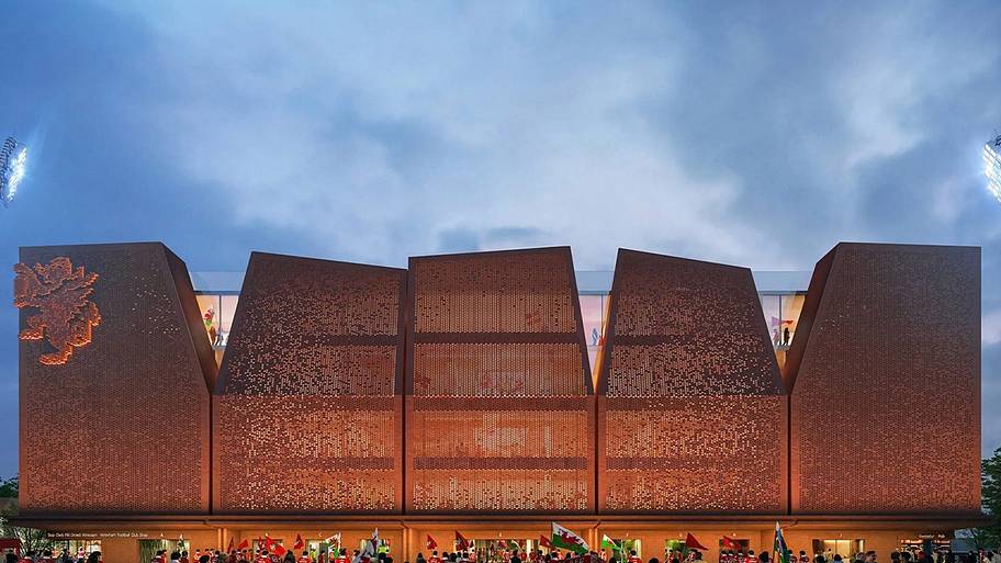 Artist impressions of Wrexham's new Kop Stand.