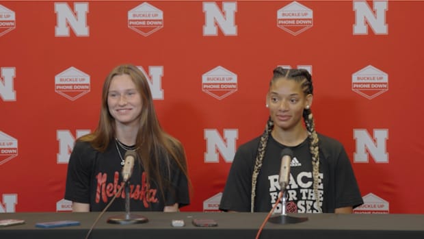 Bergen Reilly & Taylor Landfair (right) during media availability ahead of the 2025 season. 
