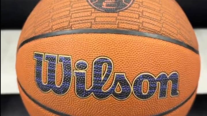 A look at the new design on basketballs that will be used during NBA Cup games. A look at the new design on basketballs that will be used during NBA Cup games.